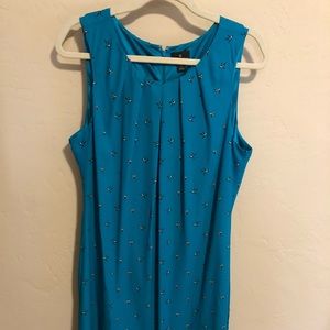 Worthington Teal hummingbird print sheath, size 14